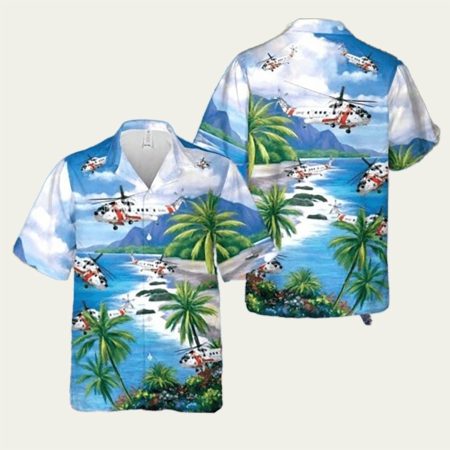 Us Coast Guard Sikorsky Helicopter Hawaiian Shirt