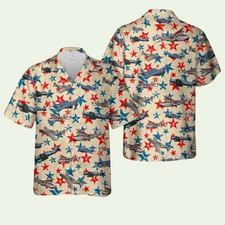 Usa Wwii Aircraft 4Th Of July Hawaiian Shirt