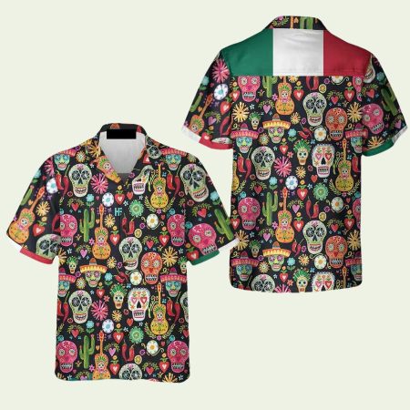Viva Mexico Day Of The Dead Sugar Skull Hawaiian Shirt