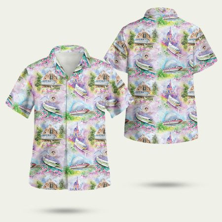 Watercolor Disney Monorail Hawaiian Shirt