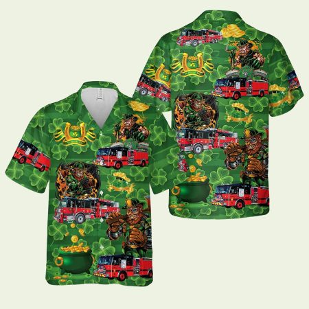 Westborough Fire Department Massachusetts St Patrick’s Day Hawaiian Shirt
