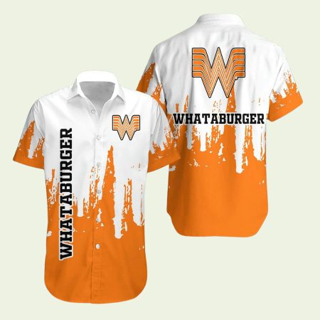 Whataburger Logo Brush Orange And White Pattern Hawaiian Shirt