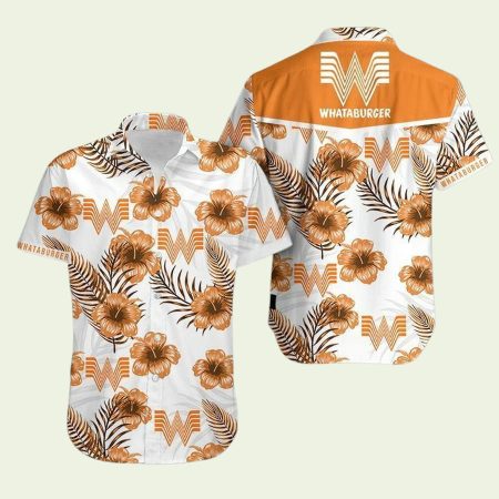 Whataburger Orange Hibiscus Flower  Hawaiian Shirt