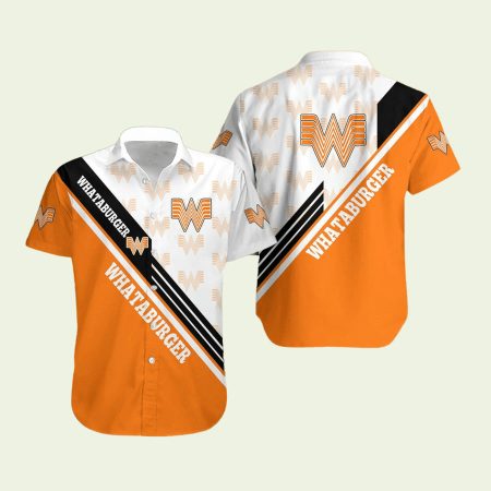 Whataburger Logo In My Heart Orange And White Hawaiian Shirt