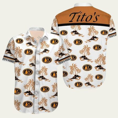 White Tito’s Vodka Island Pattern Hawaiian Shirt