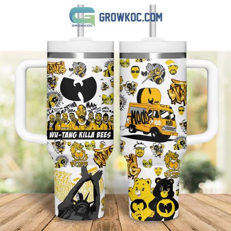 Wu Tang Killa Bees Hip Hop White Design 30oz or 40oz Stainless Tumbler With Handle NVA