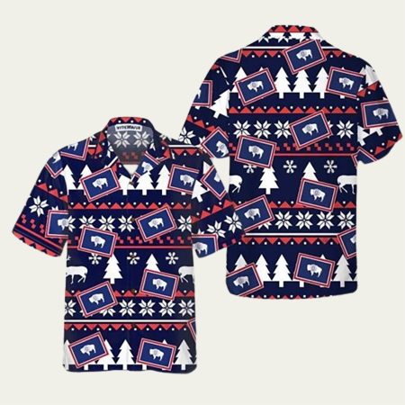 Wyoming Ugly Christmas Pattern Hawaiian Shirt
