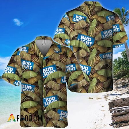 Bud Light Tropical Banana Leaves Hawaiian Shirt, Bud Light Banana Leaf Abstract Summer Aloha Shirt, Bud Light Button Down Hawaiian Shirt