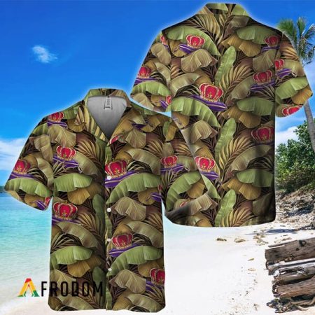 Crown Royal Tropical Banana Leaves Hawaiian Shirt, Crown Royal Banana Leaf Abstract Summer Aloha Shirt, Crown Royal Button Down Hawaiian Shirt
