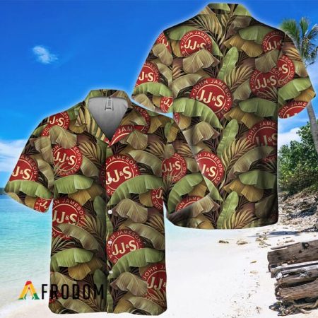Jameson Whiskey Tropical Banana Leaves Hawaiian Shirt, Jameson Banana Leaf Abstract Summer Aloha Shirt, Jameson Button Down Hawaiian Shirt