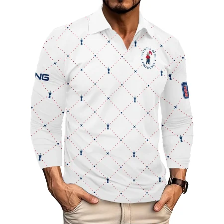 Argyle Pattern With Cup 124th U.S. Open Pinehurst Ping Vneck Long Polo Shirt Style Classic Long Polo Shirt For Men
