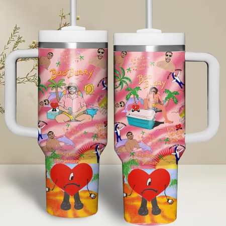 Bad Bunny Music Custom Stanley Quencher 30oz or 40oz Stainless Steel Tumbler With Handle HG With Handle
