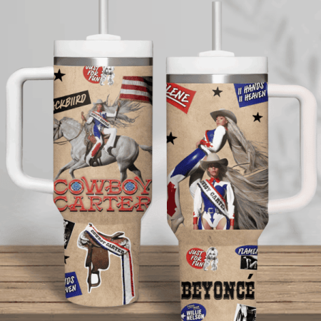 Beyonce Music Custom  Quencher 40oz Stainless Steel Tumbler HG With Handle