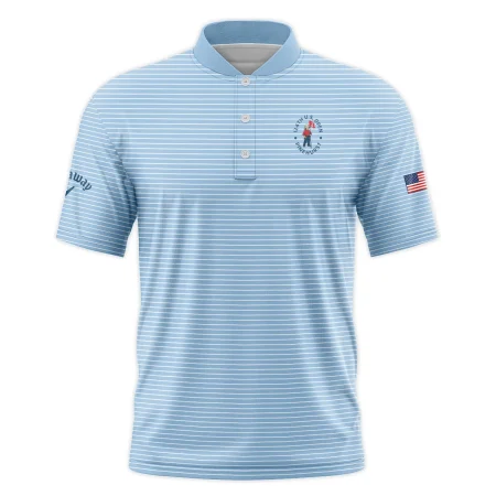 Blue White Line Pattern Callaway 124th U.S. Open Pinehurst Style Classic, Short Sleeve Round Neck Polo Shirt