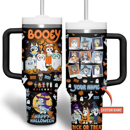 Bluey Cartoon Custom Stanley Quencher 30oz or 40oz Stainless Steel Tumbler With Handle HG With Handle