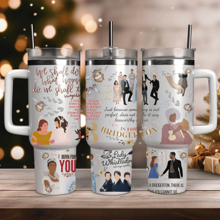 Bridgerton TV Series Custom Stanley Quencher  30oz or 40oz Stainless Steel Tumbler With Handle HG Stainless Steel Tumbler