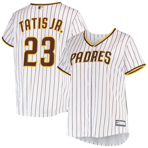 Fernando Tatis Jr. San Diego Padres Women’s Plus Size Replica Player Jersey – White/Brown –