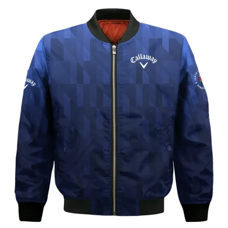 Callaway 124th U.S. Open Pinehurst Golf Sport Bomber Jacket Blue Fabric Geometric Pattern  All Over Print Bomber Jacket