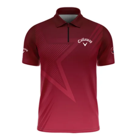 Callaway 124th U.S. Open Pinehurst Golf Sport Zipper Polo Shirt Star Gradient Red Straight Pattern Zipper Polo Shirt For Men