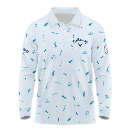 Callaway 124th U.S. Open Pinehurst Long Polo Shirt Light Blue Pastel Golf Pattern All Over Print Long Polo Shirt For Men