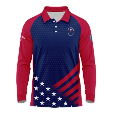 Callaway 124th U.S. Open Pinehurst Star White Dark Blue Red Background Long Polo Shirt Style Classic Long Polo Shirt For Men