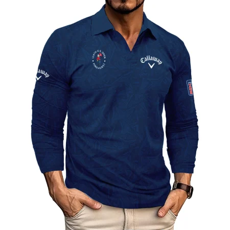 Callaway 124th U.S. Open Pinehurst Stars Gradient Pattern Dark Blue Vneck Long Polo Shirt Style Classic Long Polo Shirt For Men