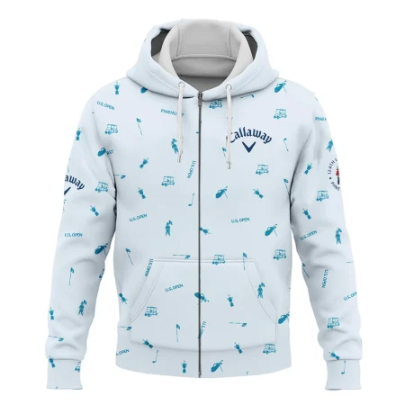 Callaway 124th U.S. Open Pinehurst Zipper Hoodie Shirt Light Blue Pastel Golf Pattern All Over Print Zipper Hoodie Shirt