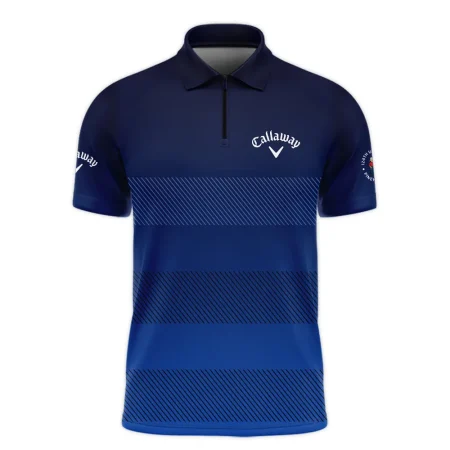 Callaway 124th U.S. Open Pinehurst Zipper Polo Shirt Sports Dark Blue Gradient Striped Pattern All Over Print Zipper Polo Shirt For Men