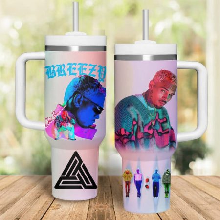 Chris Brown Breezy Music Custom  Quencher 40oz Stainless Steel Tumbler HG With Handle