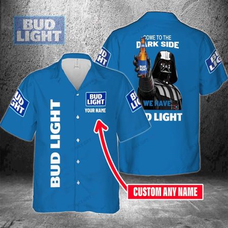 Personalized Come To The Dark Side We Have Bud Light Hawaiian Shirt, Bud Light Beer Aloha Summer Shirt, Bud Light Button Down Short Sleeve Shirt