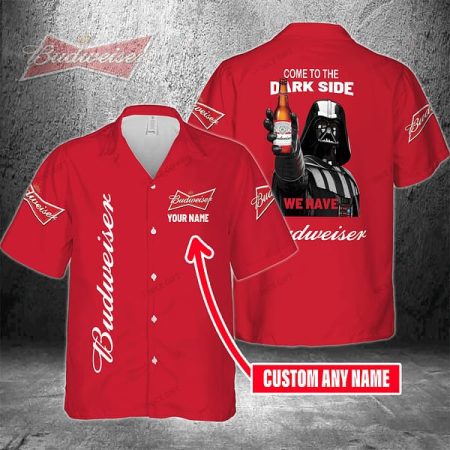 Personalized Come To The Dark Side We Have Budweiser Hawaiian Shirt, Budweiser Beer Aloha Summer Shirt, Budweiser Button Down Short Sleeve Shirt