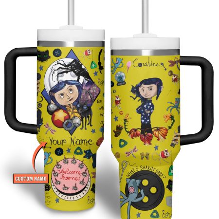 Coraline Cartoon Custom Stanley Quencher 30oz or 40oz Stainless Steel Tumbler With Handle HG With Handle