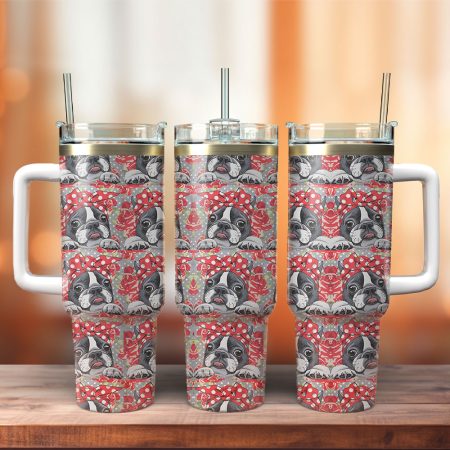 Cute Boston Terrierr Custom Stanley Cup 40 oz 30 oz Tumbler With Handle HG