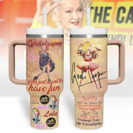 Cyndi Lauper Music Custom  Quencher 30oz or 40oz Stainless Steel  Tumbler HG With Handle