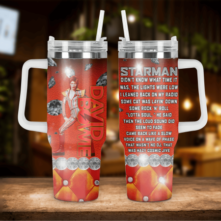 David Bowie Music Custom Stanley Quencher 30oz or 40oz Stainless Steel Tumbler With Handle HG