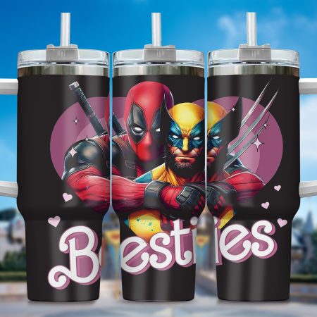 Deadpool Wolverine Movies Custom  Quencher 40oz Stainless Steel Tumbler With Handle HG With Handle