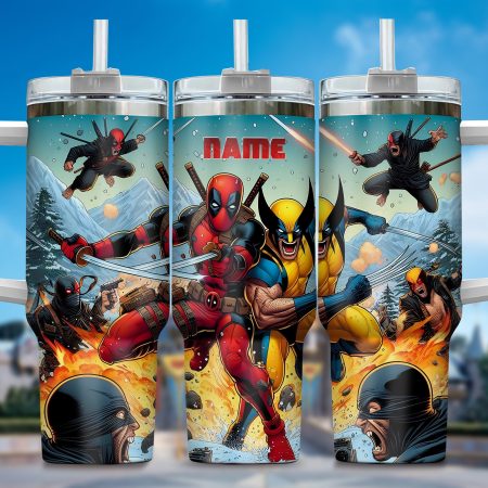 Deadpool Wolverine Movies Custom  Quencher 40oz Stainless Steel Tumbler With Handle HG With Handle