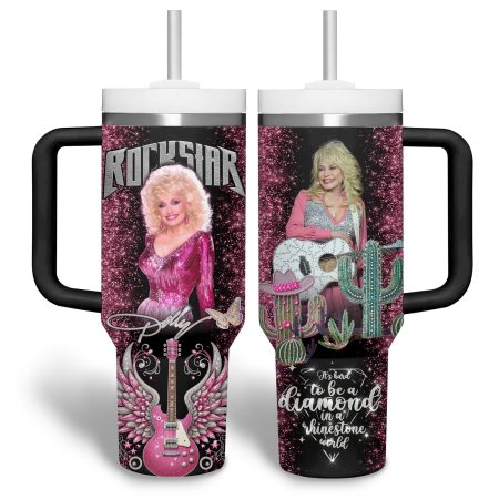 Dolly Parton Music Custom Stanley Quencher 30oz or 40oz Stainless Steel Tumbler With Handle HG