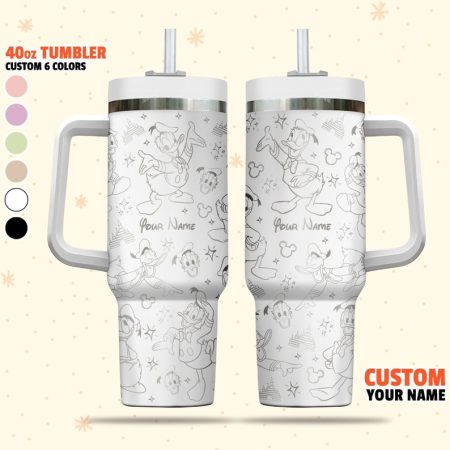Donald Duck Disney Cartoon Quencher 30oz or 40oz Stainless Steel Tumbler With Handle NNA