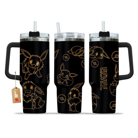 Eevee Pokemon Anime Custom Stanley Quencher 30oz or 40oz Stainless Steel Tumbler With Handle HG