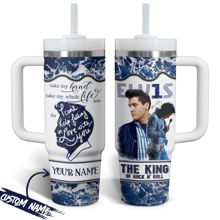 Elvis Presley Music Custom Stanley Quencher 30oz or 40oz Stainless Steel Tumbler With Handle HG