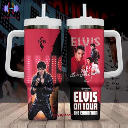 Elvis Presley Music Custom  Quencher 40oz Stainless Steel Tumbler HG With Handle