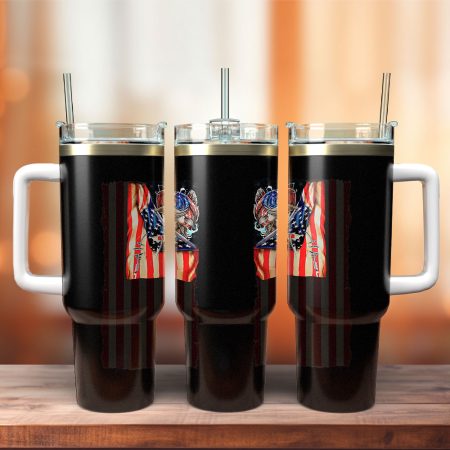 Fishing American Flag Custom Stanley Cup 40 oz 30 oz Tumbler With Handle HG