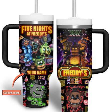 Five Nights at Freddyâ€™s CartoonCustom Stanley Quencher 30oz or 40oz Stainless Steel Tumbler With Handle HG