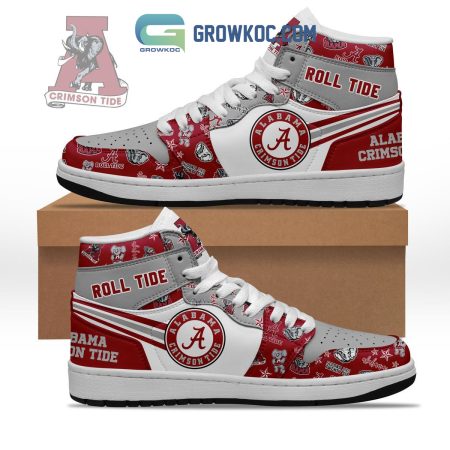 Alabama Crimson Tide AJ1 High Sneakers Shoes For Men And Women