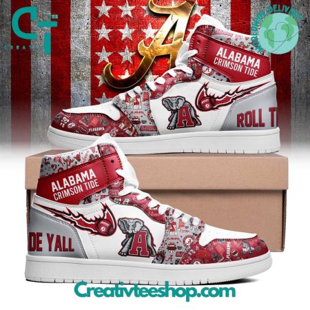 Alabama Crimson Tide AJ1 High Sneakers Shoes For Men And Women