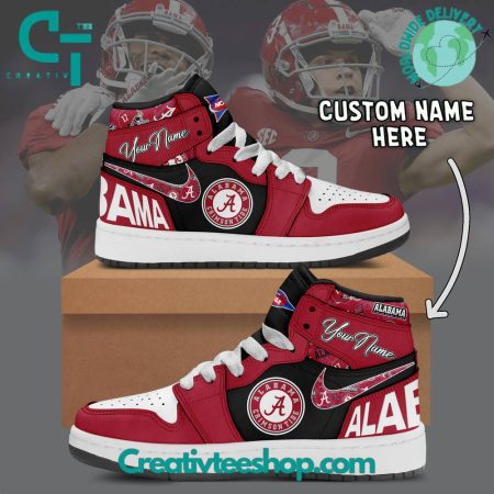 Alabama Crimson Tide AJ1 High Sneakers Shoes For Men And Women