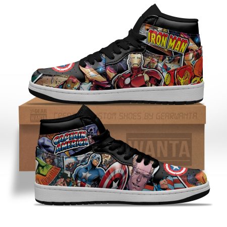Avenger Ironman x Captain America AJ1 High Sneakers Shoes For Men And Women