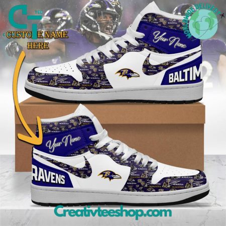 Baltimore Ravens AJ1 High Sneakers Shoes For Men And Women