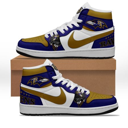 Baltimore Ravens AJ1 High Sneakers Shoes For Men And Women
